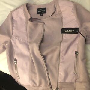Haute Monde Women's Light Pink Leather Jacket
